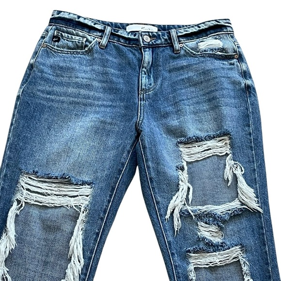 KanCan Ruby Boyfriend Fit Jeans Women’s Size 7/27 High Rise Distressed Blue - Picture 4 of 10